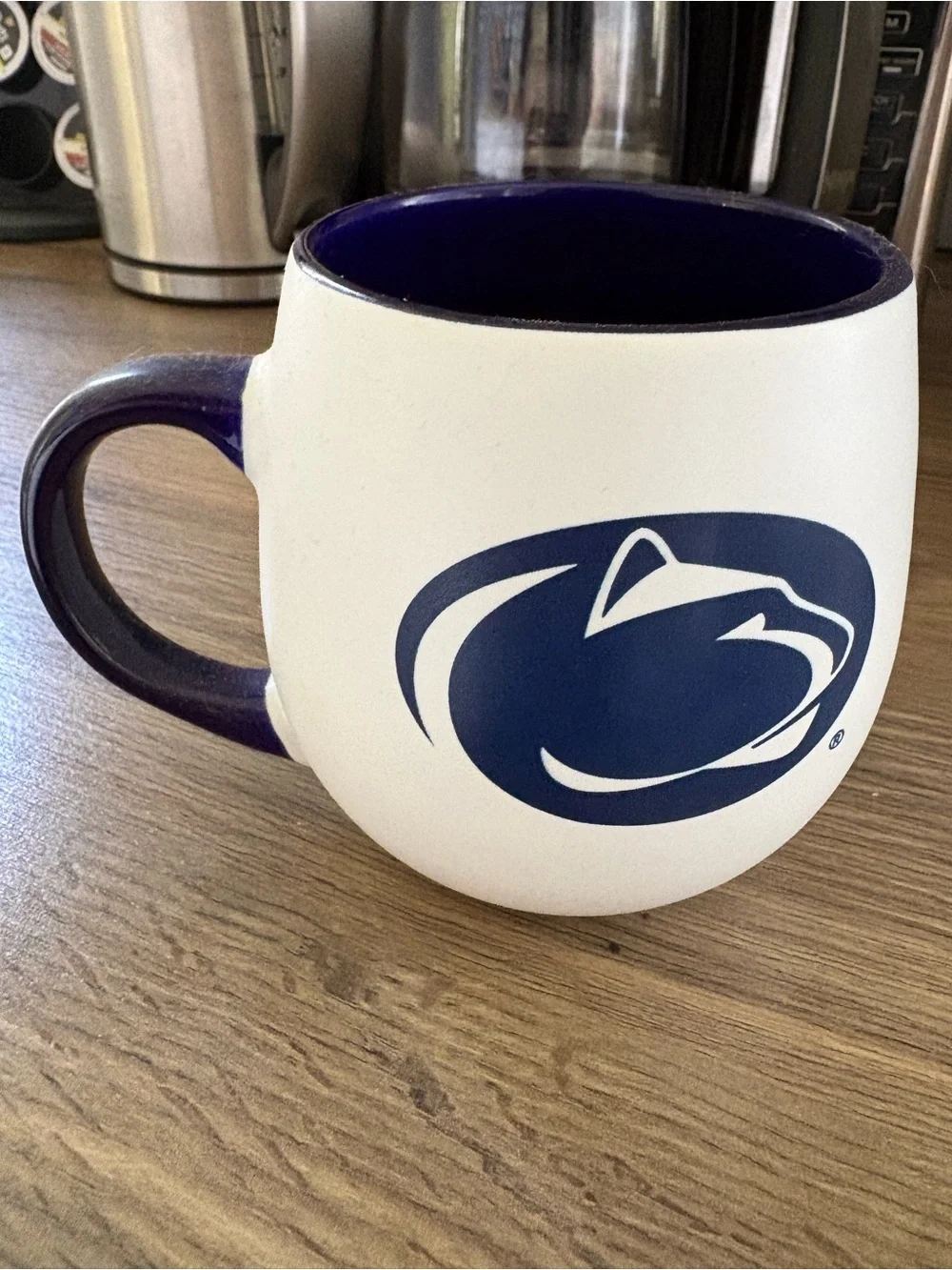 Penn State White and Navy Ceramic Coffee Mug - Team Logo